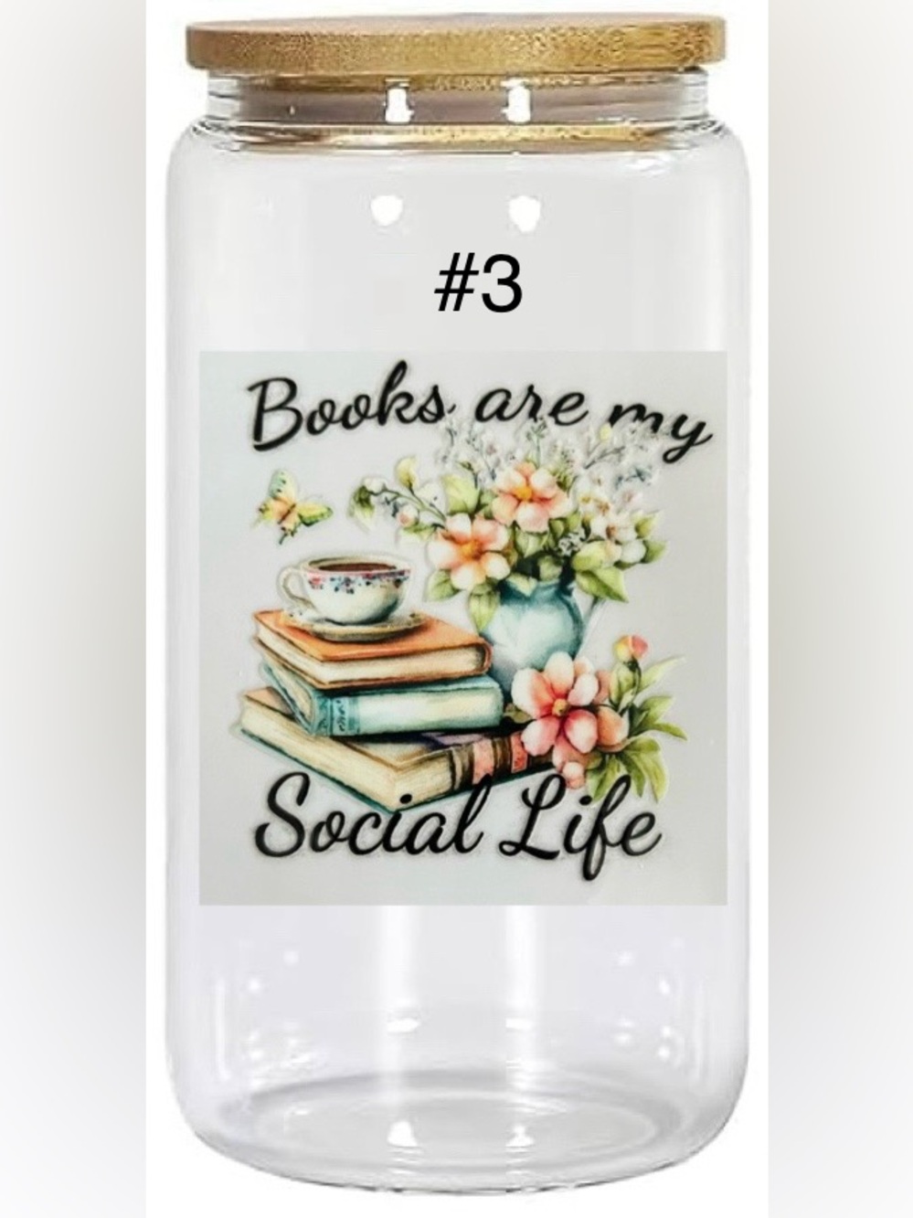 *Buy Now* book lovers cups 16 ounce glass tumbler straw and bamboo lid - Picture 3 of 15